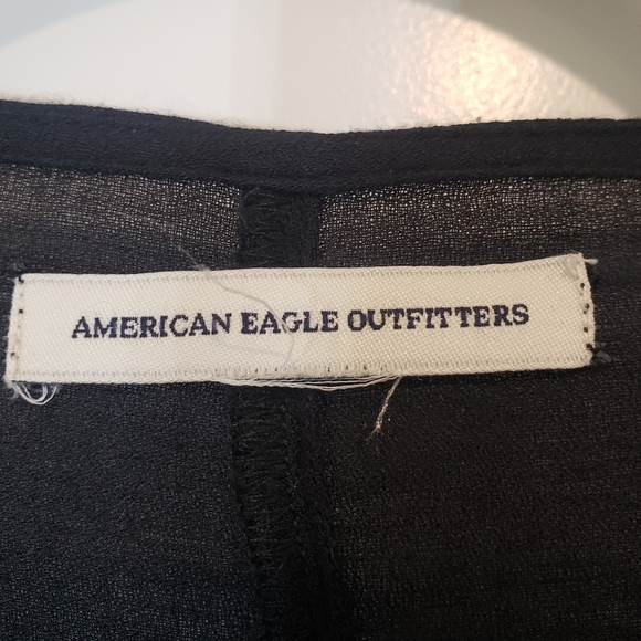 American Eagle Kimono Cardigan Floral Embroidery Medium Black Aztec Southwestern - Picture 11 of 14